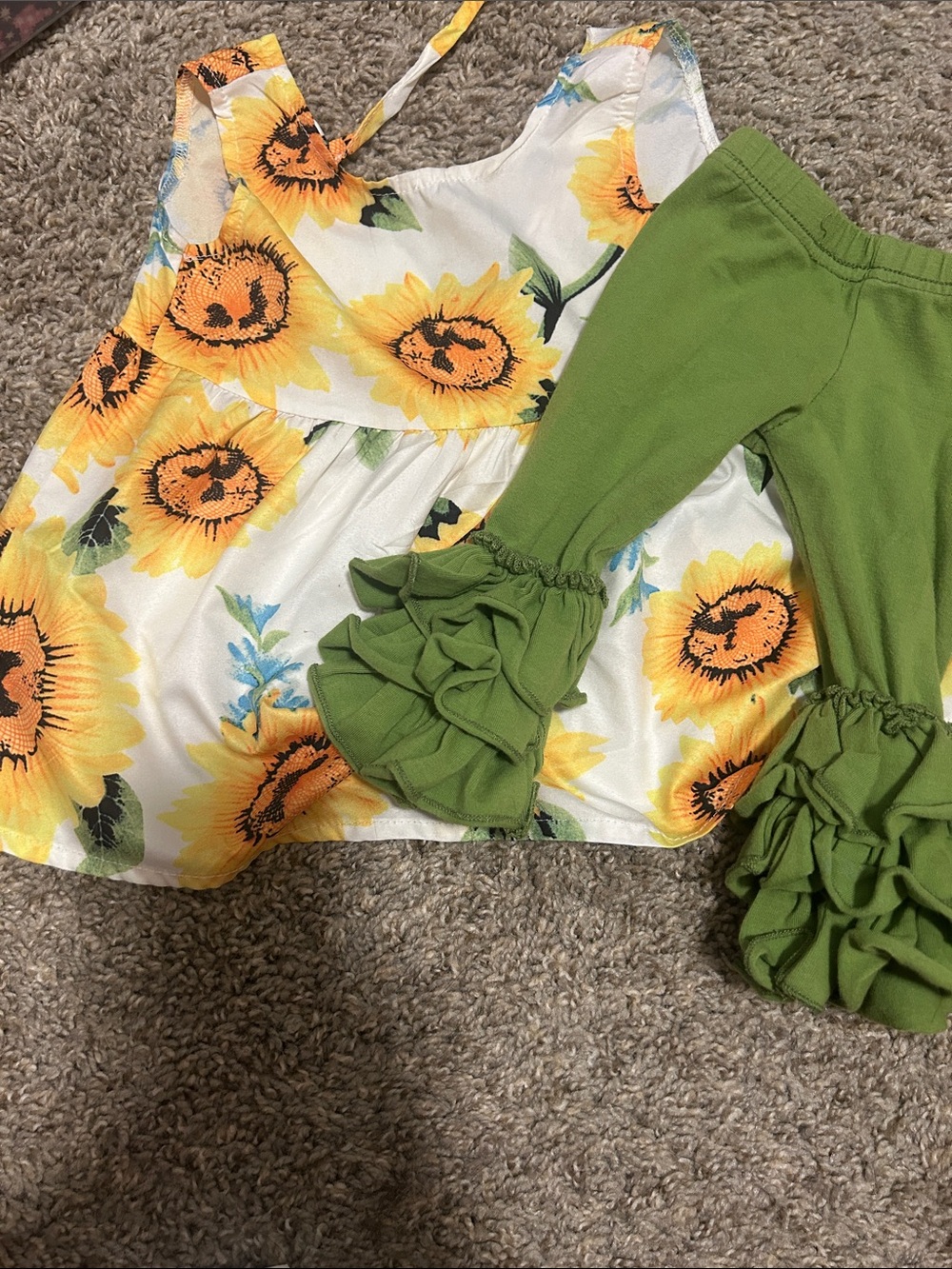 Sunflower Dress with Ruffle Pants